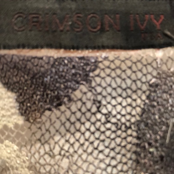 Crimson Ivy Floral High/Low Beaded Racerback Tank Top Blouse Size Small - Picture 11 of 12